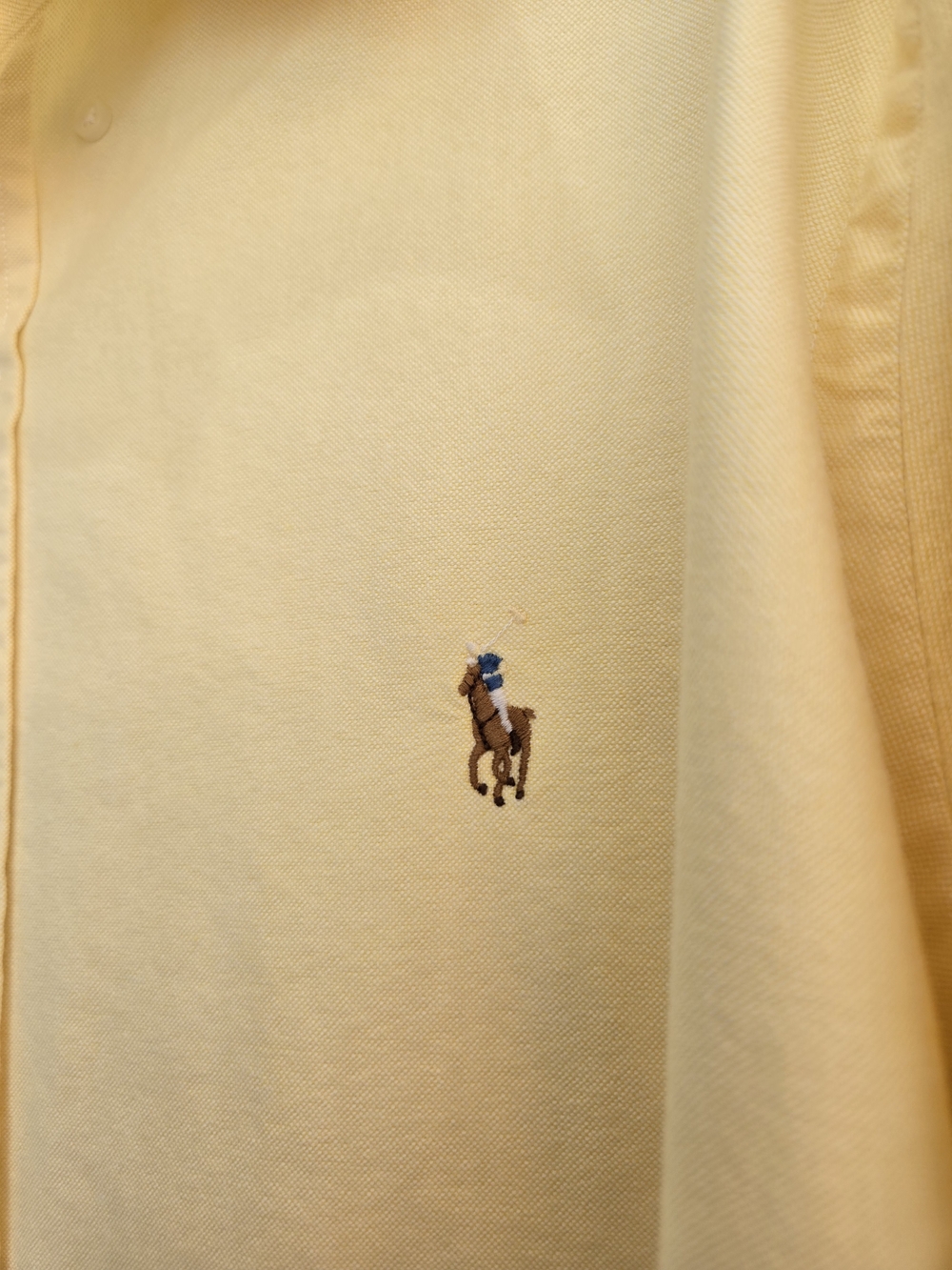 Ralph Lauren Butter Yellow Classic Button-Down Brown Polo Pony Preppy Old Money - Picture 9 of 14